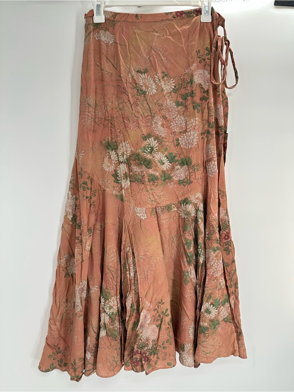 Peruvian Connection Floral Maxi Skirt Tie Faux Wrap